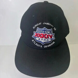 🏈Super Bowl 34 XXXIV 2000 NWT Black Vintage Snapback Cap Size OS🏈